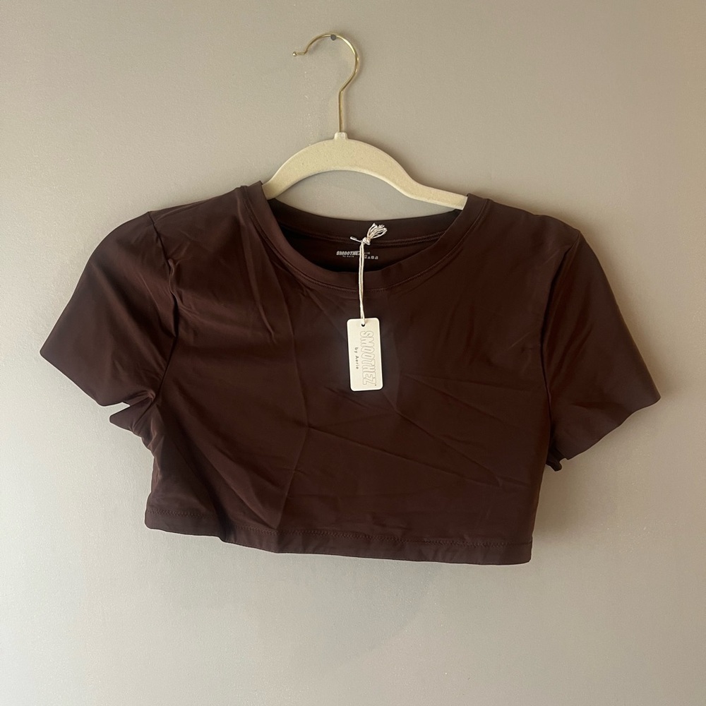 Aerie Smoothez Women’s Brown Cropped Tee Size Large